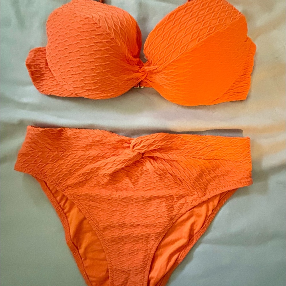 Victoria's Secret Orange Textured Bandeau Bikini